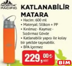 NORTH PACİFİC KATLANABİLİR MATARA 600 ML NORTH PACİFİC KATLANABİLİR MATARA 600 ML